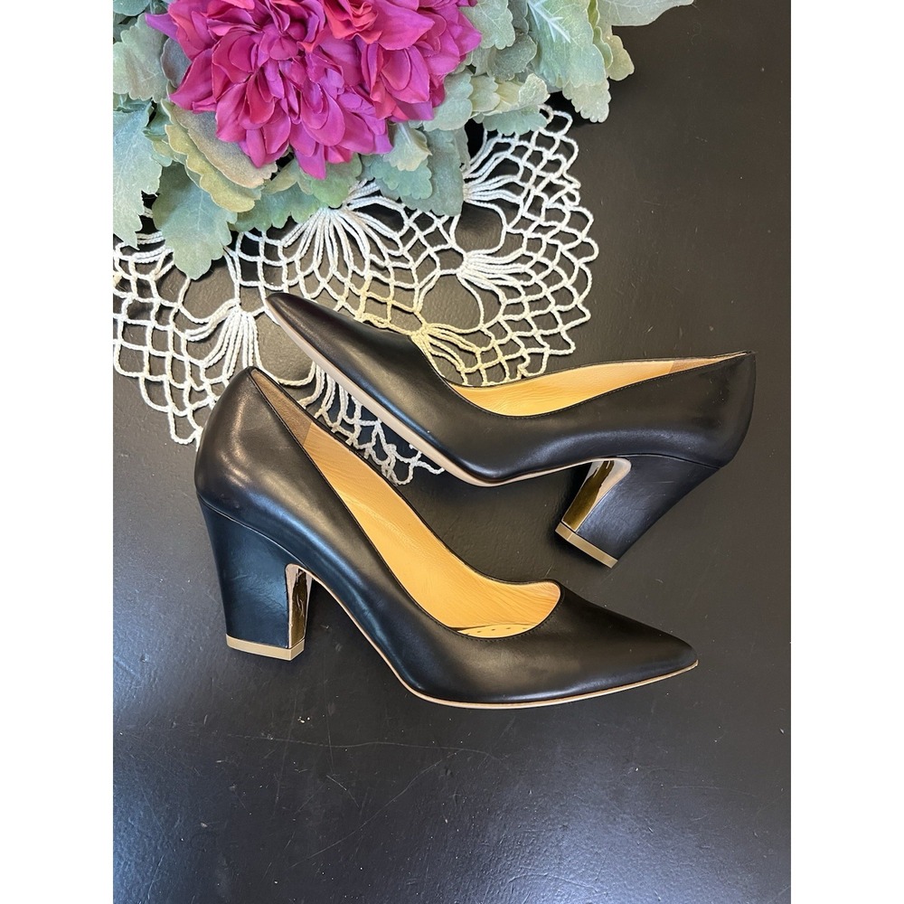 Rupert Sanderson Black Leather Pointed Toe Heels Sz 37.5 Made In Italy‎ USA Sz 7 - Picture 2 of 16